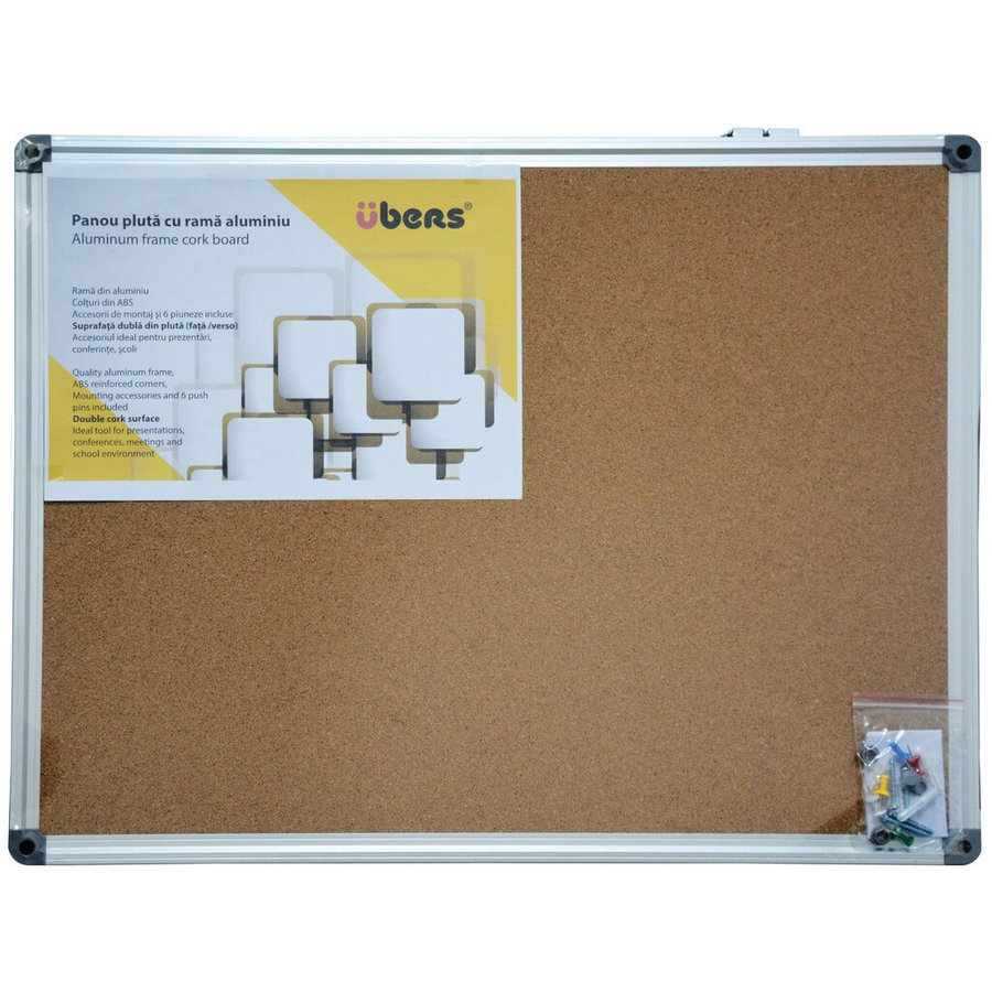 Tabla din Pluta Rama din Aluminiu 90x60 cm