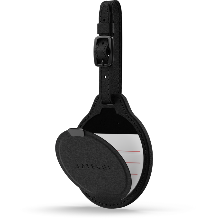 Tag de Localizare Bagaj Vegan Leather Negru