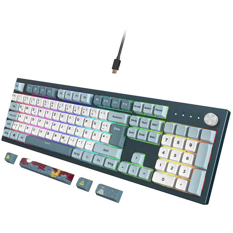 Tastatura Gaming MKey Freedom Switch GateronG Pro 2.0 Red Layout DE (ISO) Albastru/Alb