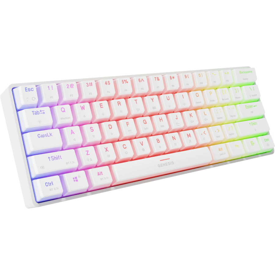 Tastatura Gaming Wireless Thor 660 G2 60% Iluminare RGB Layout US Switch Gateron Brown Alb