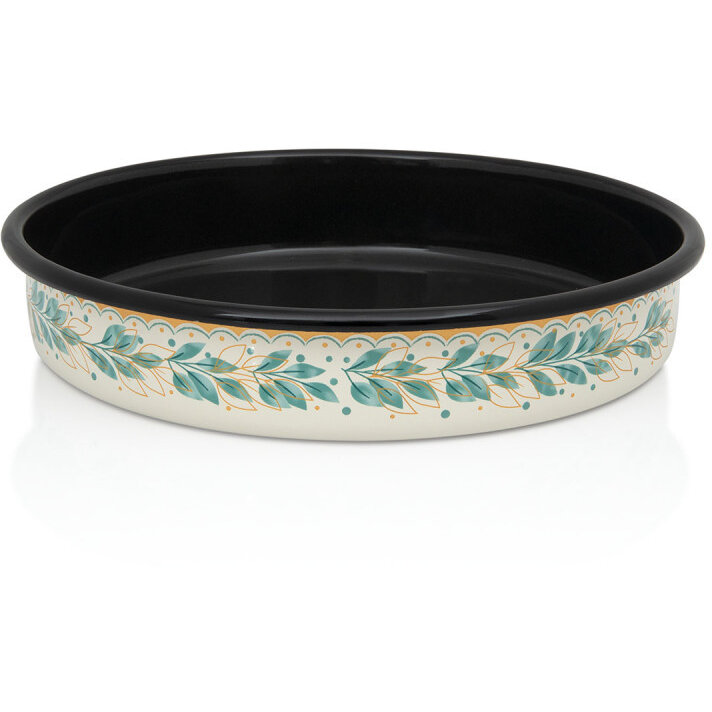 Tava Rotunda Emailata Green Line 3.4L Diametru 28CM Bej/Verde/Negru