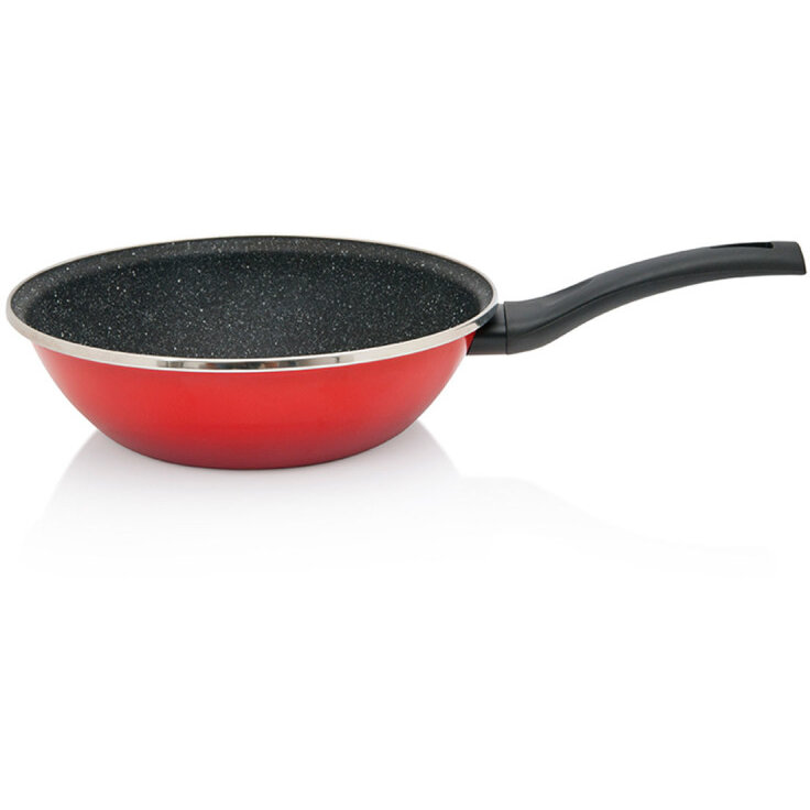Tigaie Wok Granit Induction 3.5L 28CM Rosu/Negru