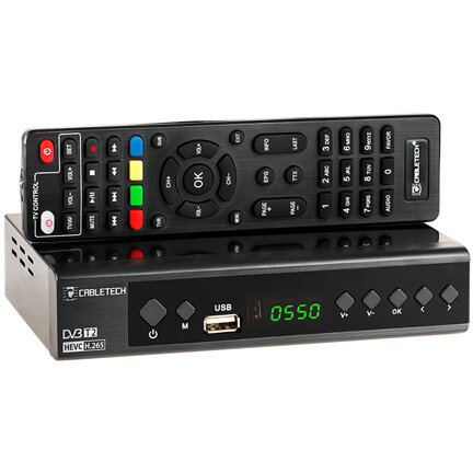 Tuner Digital Terestru/ Cablu DVB-T2/C H.265 Negru