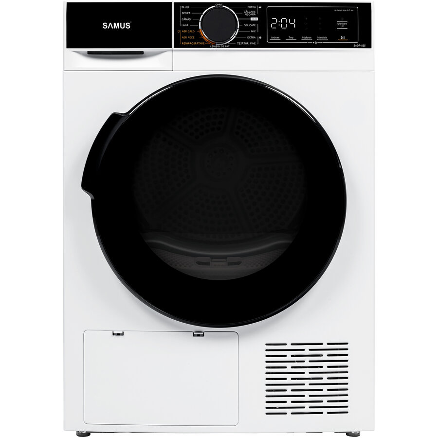 Uscator de Rufe cu Pompa de Caldura SADP-835 8KG 15 Programe Afisaj Electronic Clasa D Alb