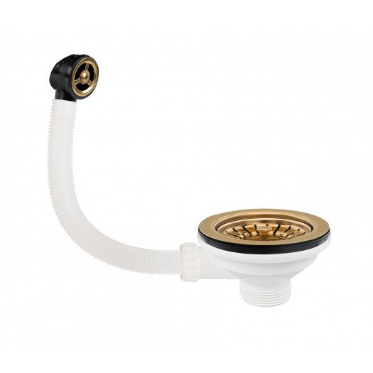 Valva pentru Chiuveta PVD Gold Diametru 92MM cu Preaplin pe Cuva Alb/Auriu