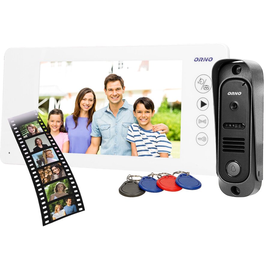 Videointerfon Arcus OR-VID-JS-1053/W Color Monitor Ultra-Plat Control Automat Al Portilor 9 Sonerii Infrarosu Alb