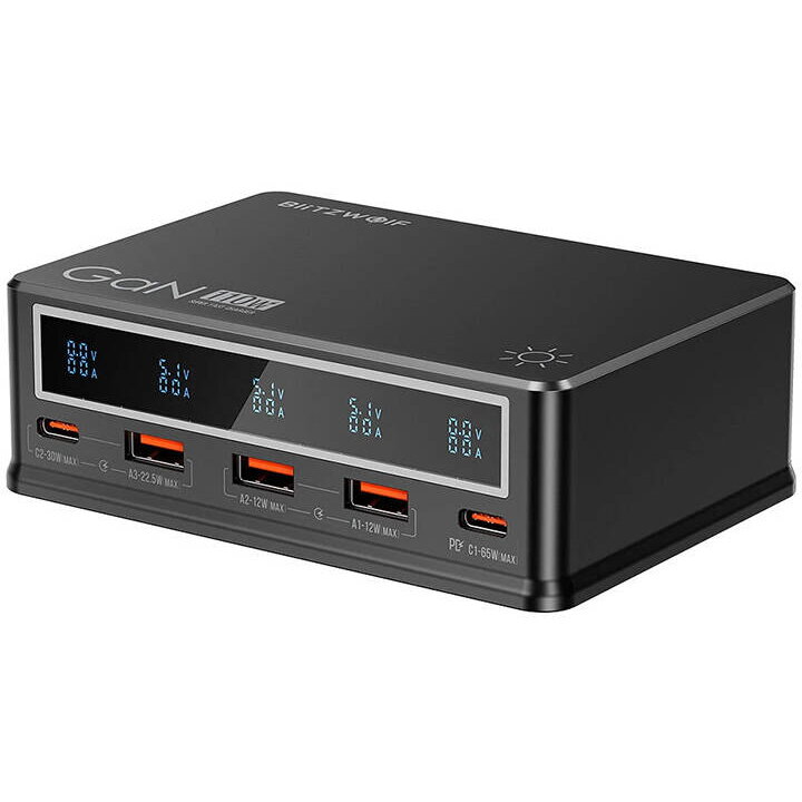 Ładowarka sieciowa Blitzwolf BW-i9 110W PD 3xUSB-A, 2xUSB-C (czarna)
