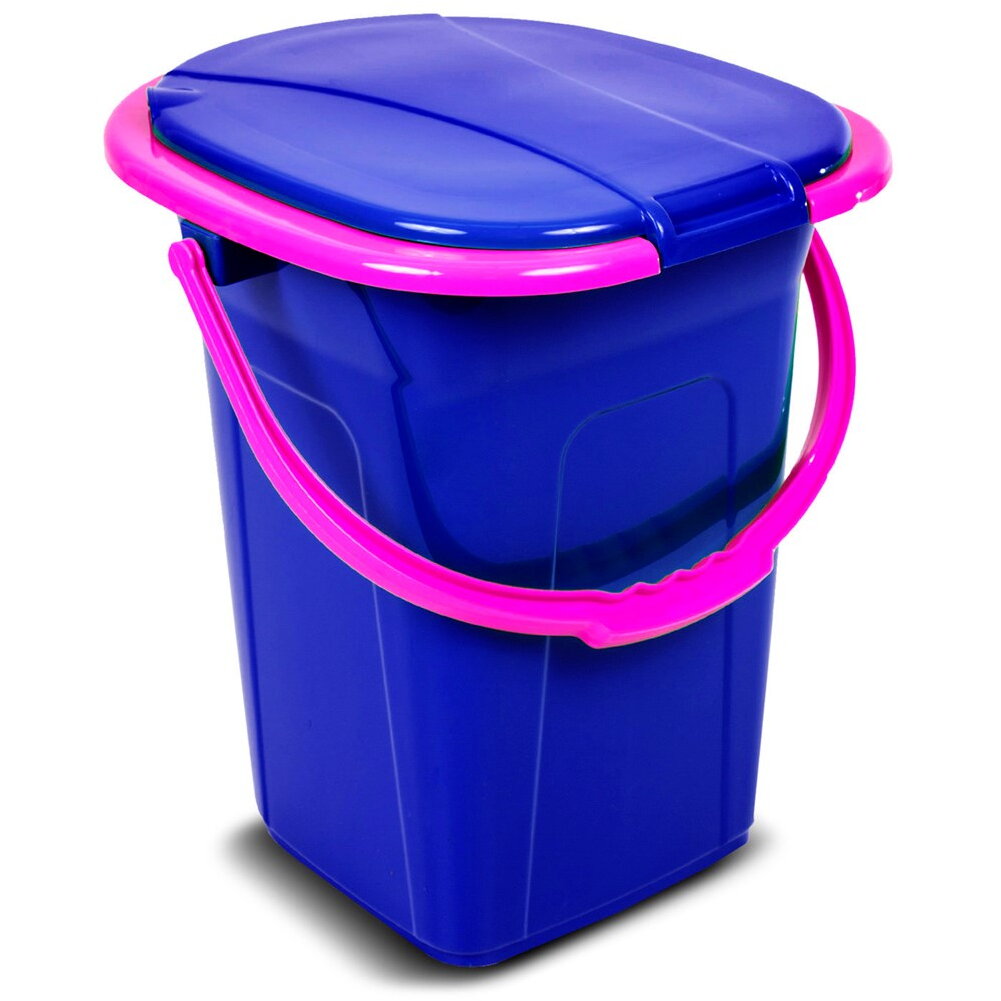  GB320BR 19L Portable Camping Toilet Bucket Travel Festival with Handle Dchable Seat - Navy Blue & Pink