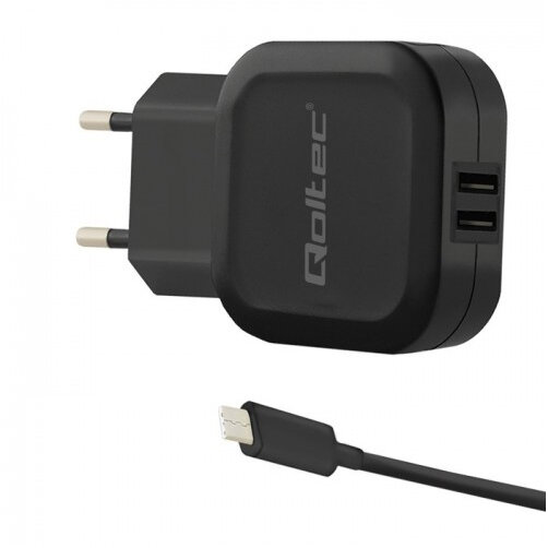 Încărcător Qoltec 17W | 5V | 3.4A | 2xUSB + cablu USB C