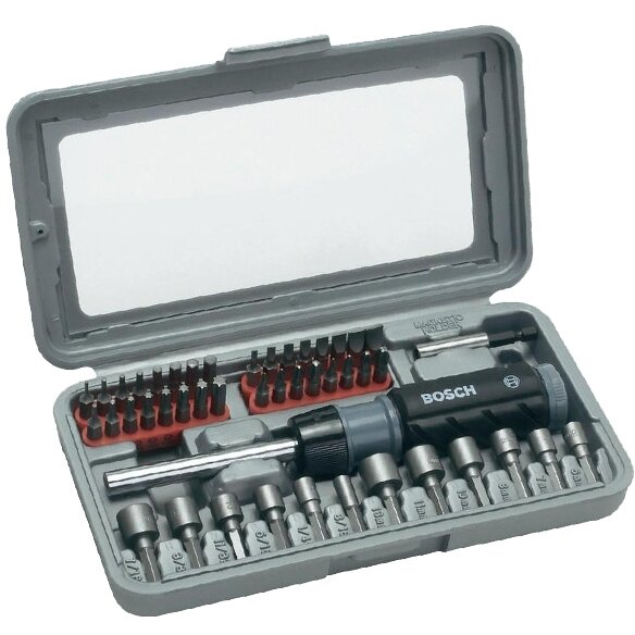 2607019504 - Set capete de insurubare si chei tubulare, -, 46 bucati, prelungitor insurubare inclus, surubelnita cu clichet 