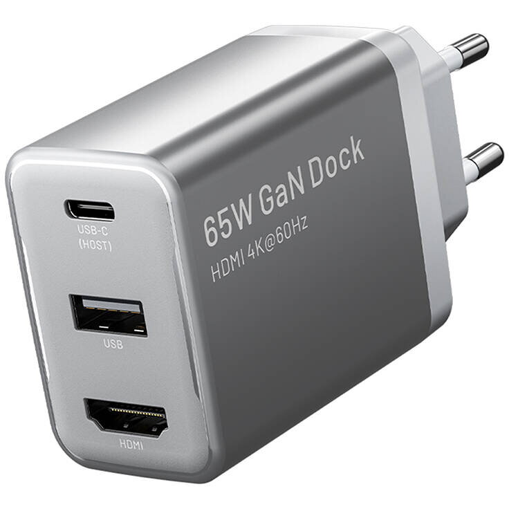 3-port USB(C+A)+HDMI GaN Dock (60W/5W/4K@60Hz)