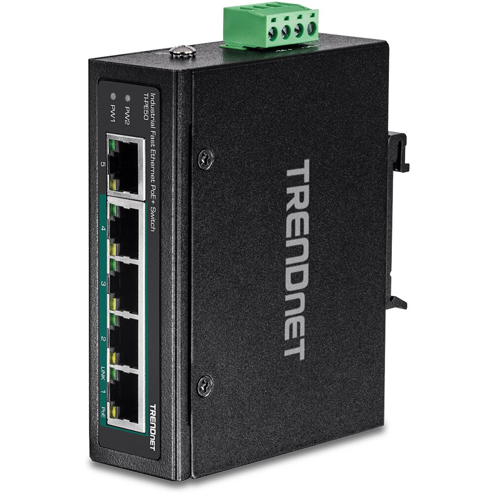 5-Port Industrial Fast Eth. PoE+ DIN-Rail 
