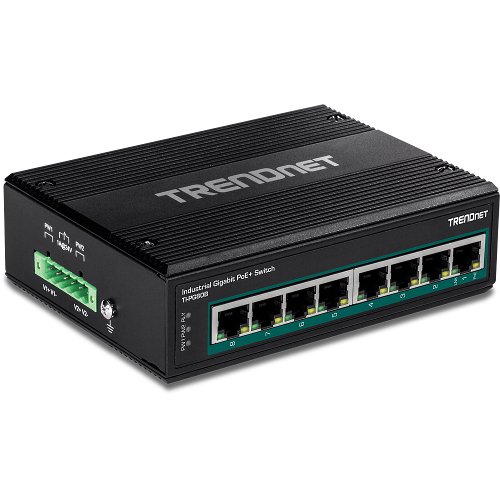 8-Port Indus. Gigabit PoE+ DIN-Rail (24-56V)