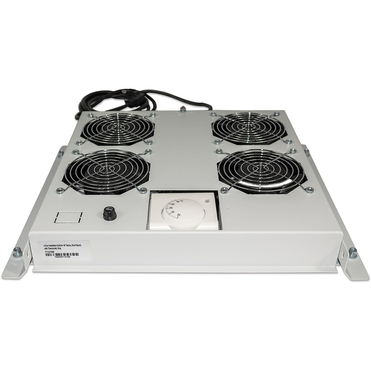 Accesoriu Retea 4-Fan Ventilation Unit for 19 Racks, Roof Mount, with Thermostat, Grey (with Euro 2-pin plug)