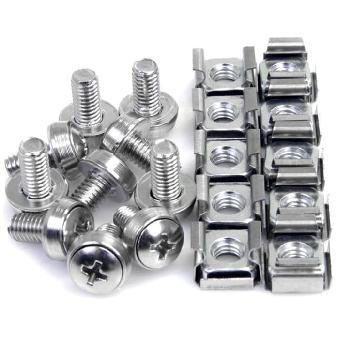 Accesoriu Retea M6 Screws and Cage Nuts - 100 Pack - M6 Mounting Screws and Cage Nuts for Server Rack and Cabinet - Silver (CABSCREWM62) 