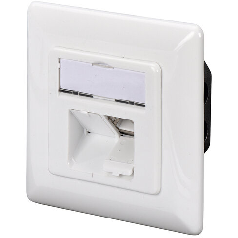 Accesoriu Retea modular wall outlet 2xRJ45 white Cat6 fully shielded flush mount RAL 9010