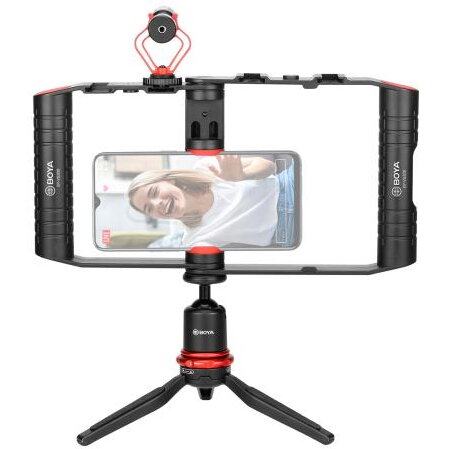Kit Vlogging BY-VG380 Cu Microfon BY-MM1 Mini Trepied + Holder Negru