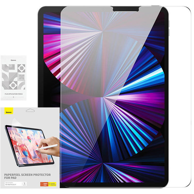 Accesoriu Tableta Folia na ekran  Baseus Paperfeel do Pad Pro (2018/2020/2021/2022) 12.9″, Clear