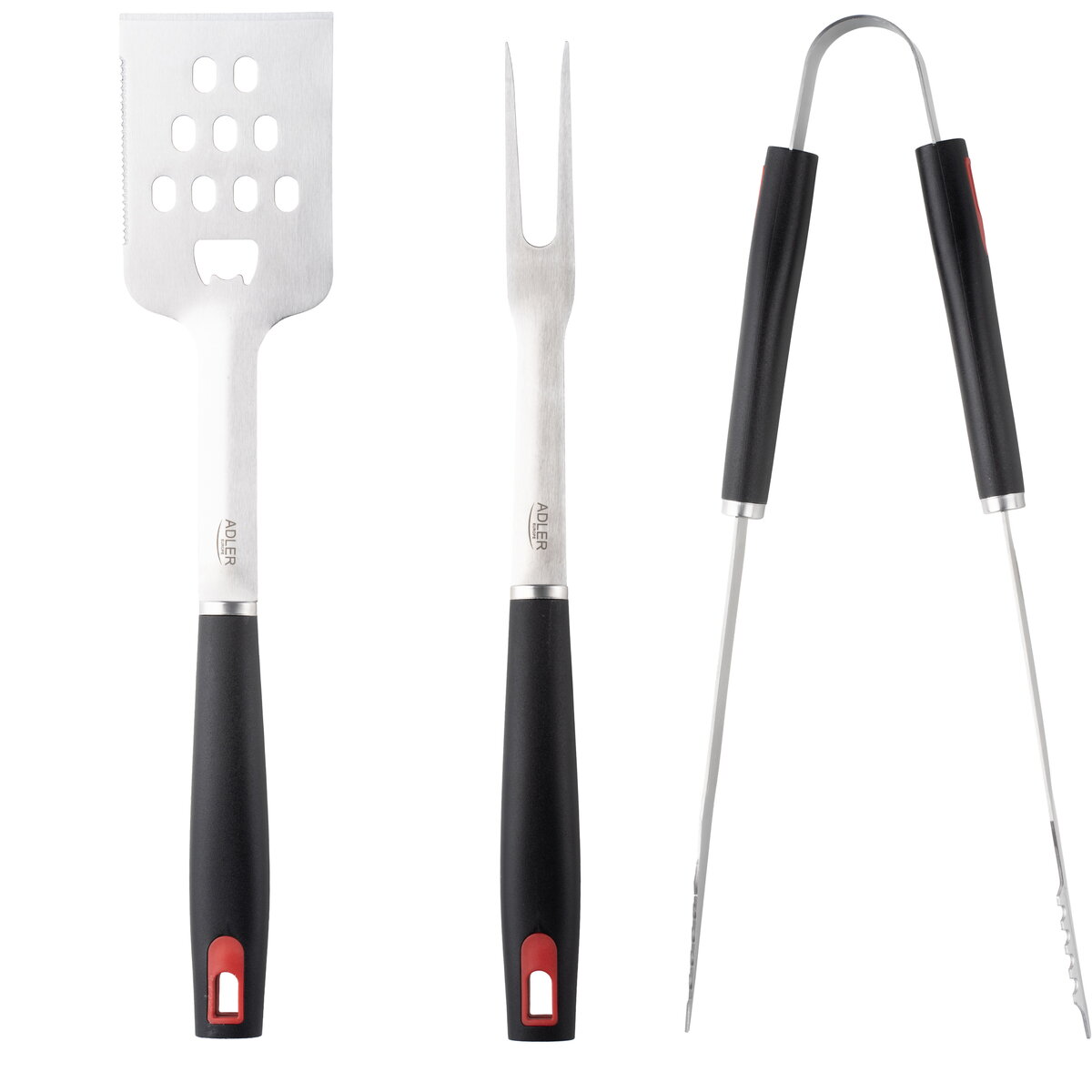 AD 6727 Grill utensil set with Carrying case, Stainless Steel/Black