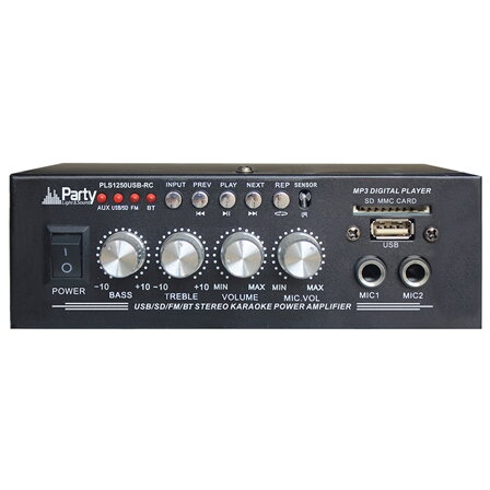 Amplificator Karaoke 2x 25W Bluetooth/USB/SD/AUX Telecomanda Negru