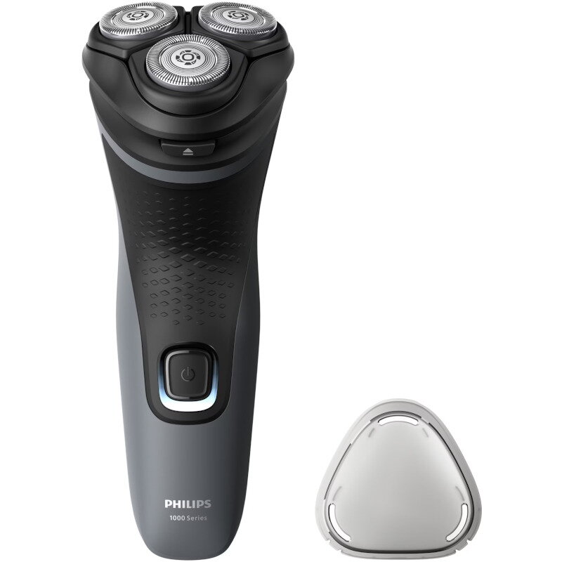 Aparat de ras Aparat de ras Philips Shaver Seria 1000 S1142/00, barbierit umed şi uscat, fara fir, capete 4D flexibile, lame autoascutire, 40 min, capac de protectie, Gri inchis