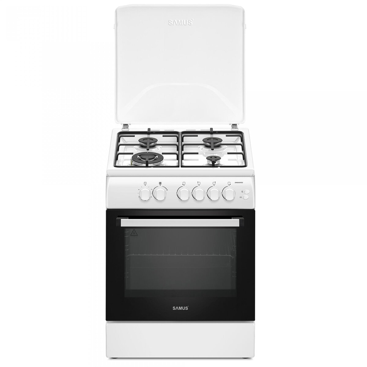 Aragaz SM664APGS Plita + Cuptor 4 Arzatoare 1 Arzator WOK Duze GPL Alb