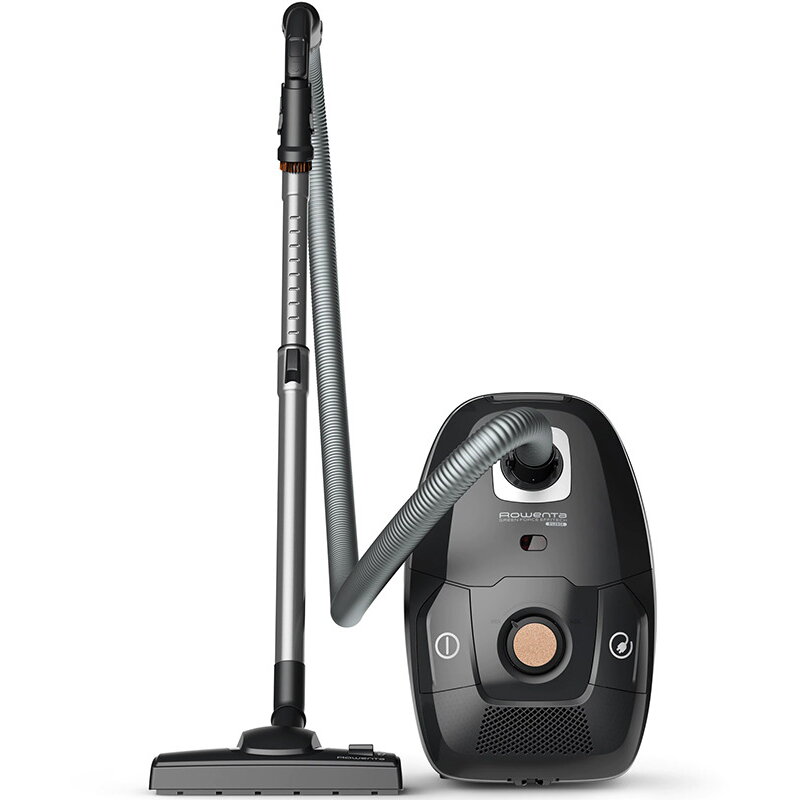 Aspirator cu sac Green Force Effitech Total Clean RO6189EA, 400W, 3 niveluri de filtrare, 4.5L, perie EasyBrush, indicator umplere sac, Negru