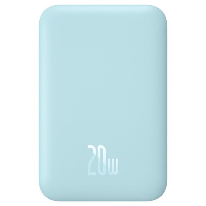 Acumulator extern Magnetic Mini, 6000 mAh, USB-C, 20W, Wireless 15W, Cablu USB-C 50cm inclus, Albastru