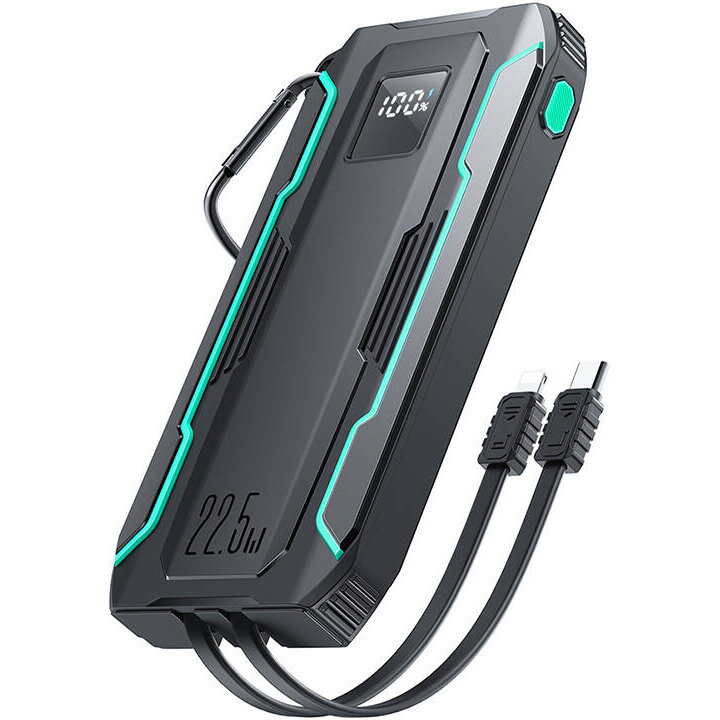 Baterie Externa JR-L017 10000mAh, 22.5W, cu cablu Lightning + USB-C (negru)