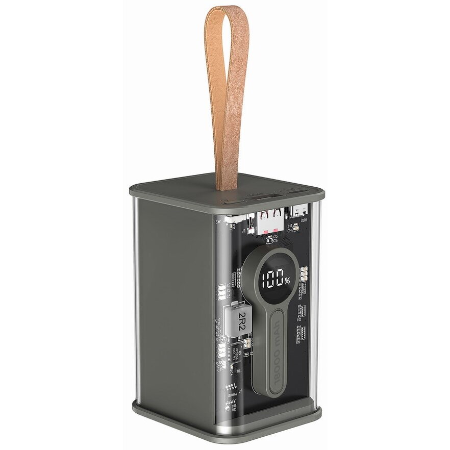 Baterie Externa PB18-TQC3-01 Transparent QC3.0 Quick charging, 18000 mAh, black