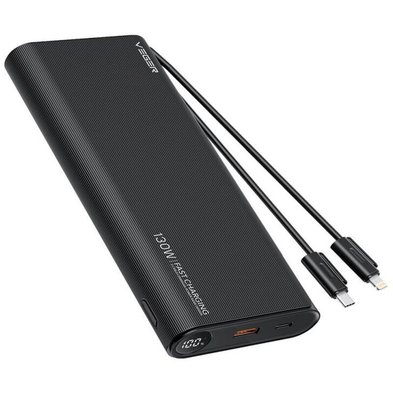 Acumulator Extern TC130 - W2503 USB-C si Lightning 25000mAh Negru