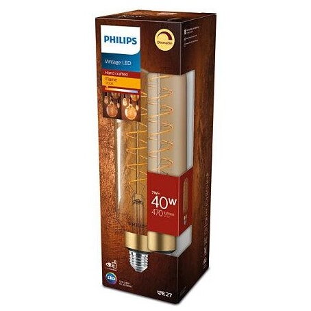 Bec LED vintage Classic-Giant T65 intensitate luminosa reglabila E27 7W (40W) 470 lumeni lumina calda tip flacara (1800K) Auriu