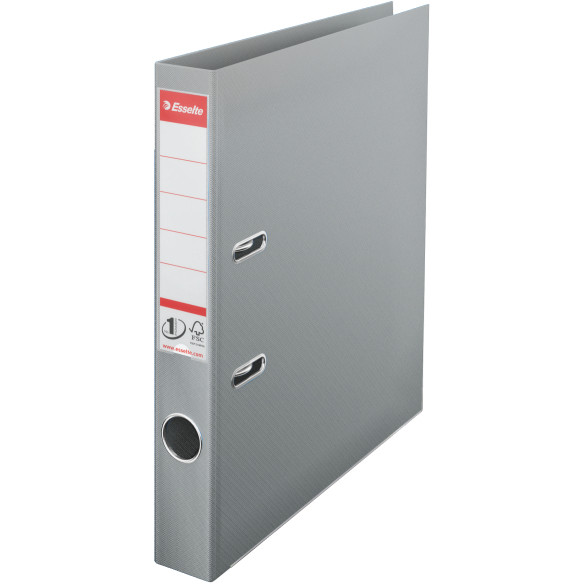 Biblioraft A4, plastifiat PP/PP, margine metalica, 50 mm, Esselte No. 1 Power - gri