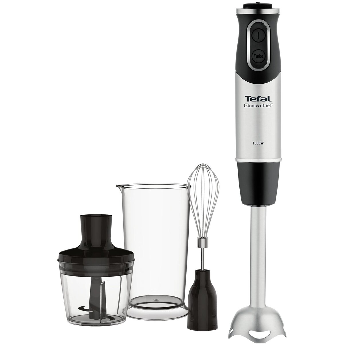 Blender vertical Quickchef HB656838, 1000W, protectie antistropire, 20 de viteze, picior inox, tocator 0.5 L, tel, pahar gradat 0.8 L, Negru/Inox
