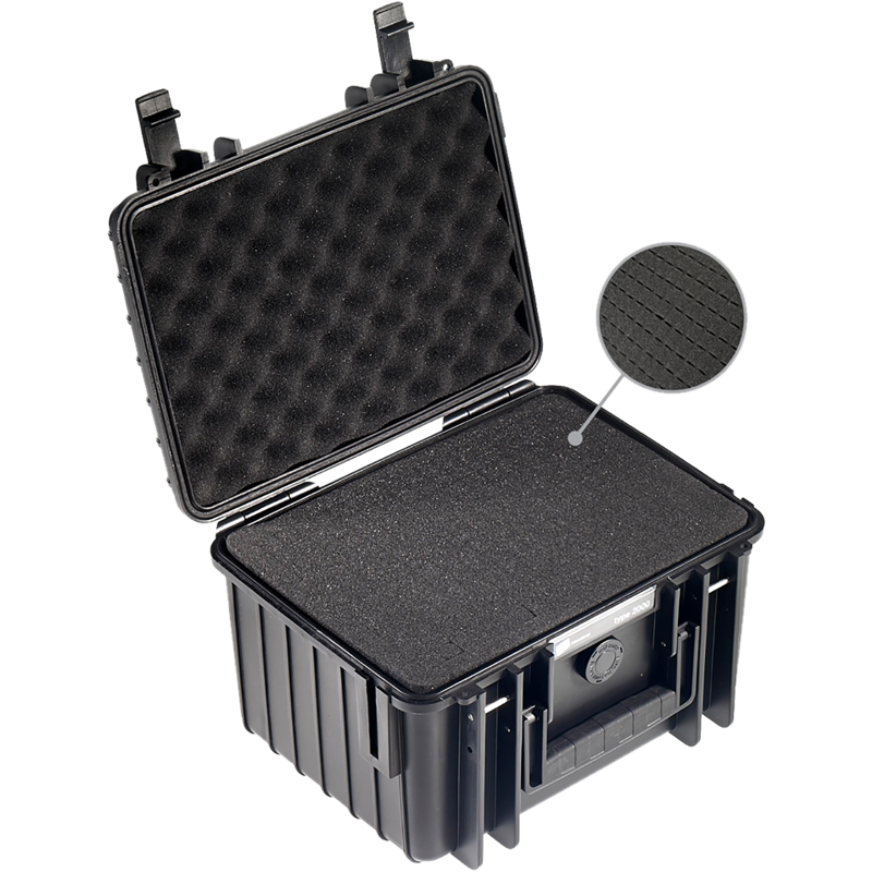 Outdoor Case Type 2000 black with pre-cut foam insert 2000/B/SI