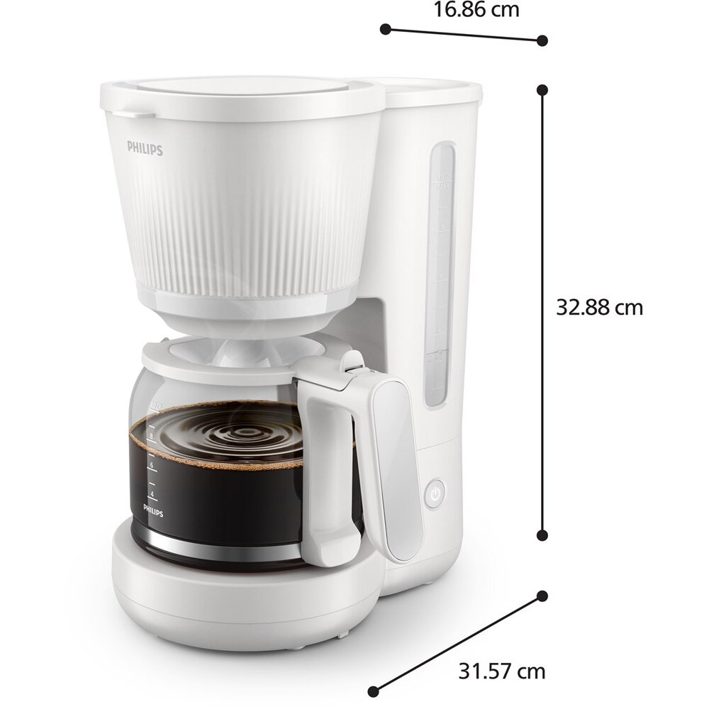 Cafetiera HD7411/00 Seria 3000 Vas De 1.3L Sistem Anti-Picurare Filtru Permanent Oprire Automata Alb
