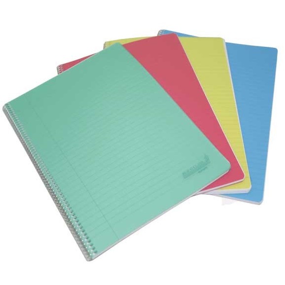 Caiet cu spirala, A4, 60 file - 80g/mp, coperta PP transparent color, Aurora - dictando