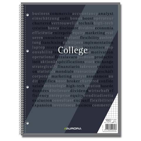 Caiet cu spirala, A4, 80 file - 70g/mp, 4 perforatii, coperti carton, Aurora College - matematica