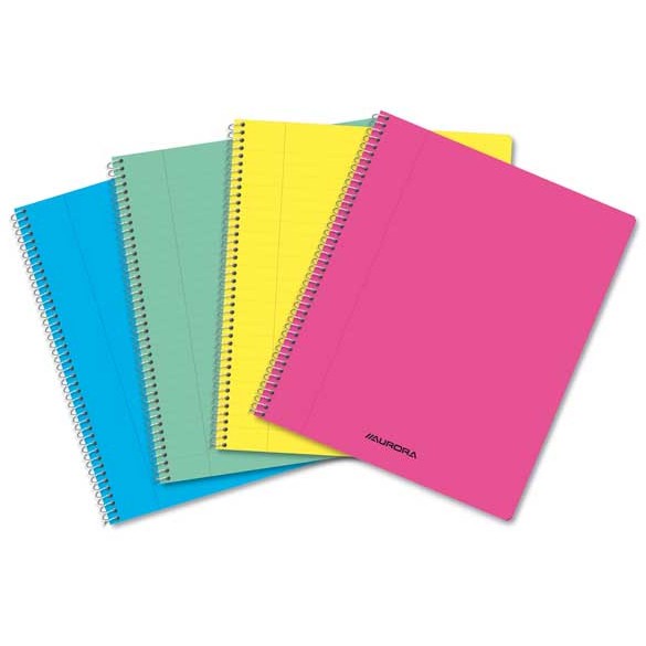 Caiet cu spirala, A5, 60 file - 80g/mp, coperta PP transparent color, Aurora - dictando