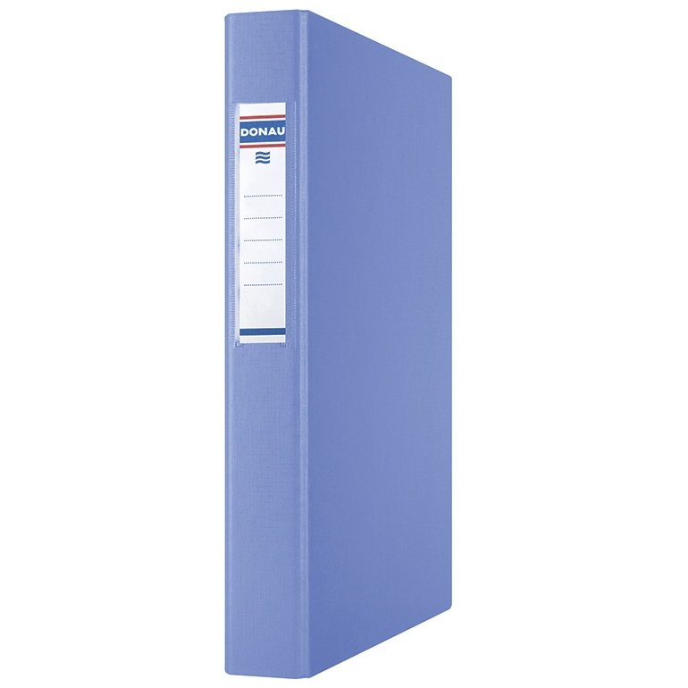 Caiet mecanic A4, plastifiat PP, 4 inele - D25mm, cu eticheta, DONAU - rosu