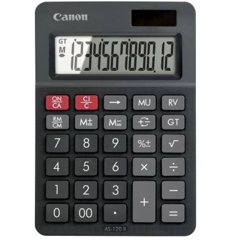 Calculator de Birou AS-120 II Display 12 Cifre Alimentare Solara si Baterie Negru