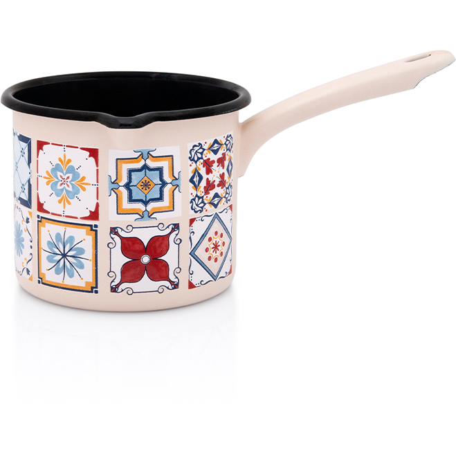 Cana cu maner lung 1.2l Porto Metalac email/12cm/1.2l