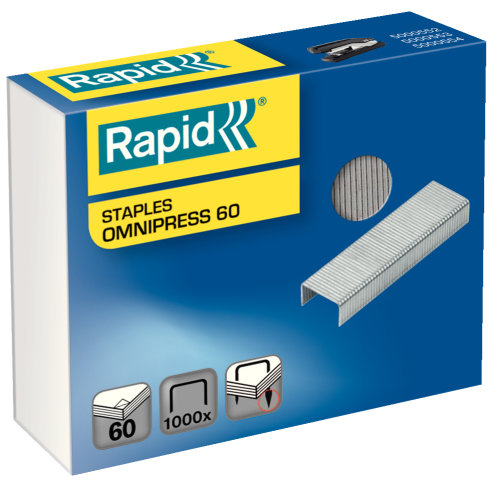 Capse Rapid, 1000 buc/cutie, pentru capsator Rapid Omnipress 60 coli