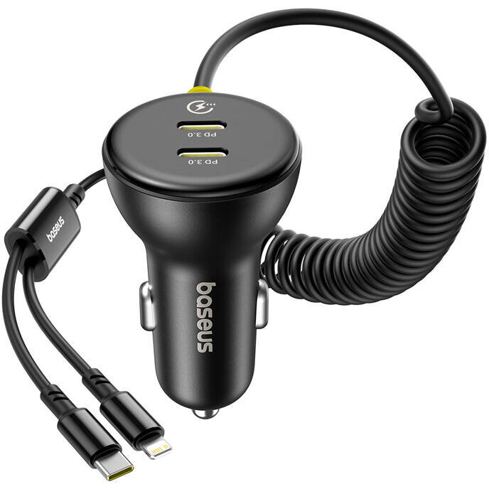 Car Charger 60W  USB-C+Lightning Cable (Black)