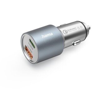 Car Fast Charger, 1x USB-C, 1x USB-A, PD, 38 W, metal