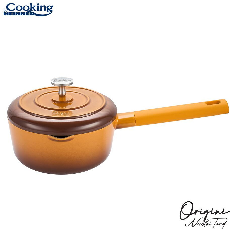 Cratita Cu Capac Colectia Origini Nicolai Tand 18x8.5CM Capacitate 1.8L Aluminiu Turnat Maner Bakelita Portocaliu