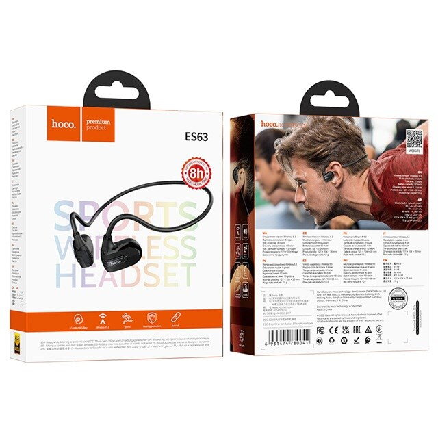 Casti Bluetooth  ES63 Graceful Headset Wireless Air-conduction Connectivity/Music Bluetooth Black