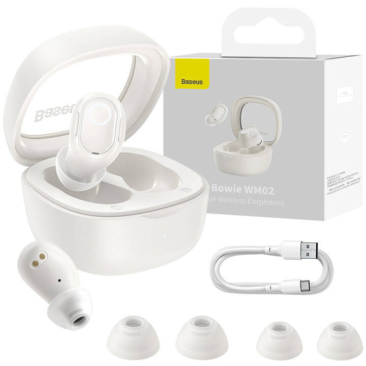 Casti Bluetooth Wireless Bowie WM02 TWS, Bluetooth 5.0 (white)