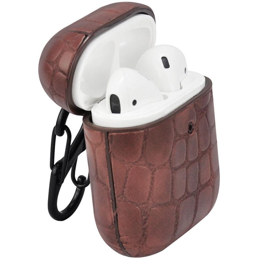 Casti Husa AirPods AirBox Stone Pattern Dark Brown