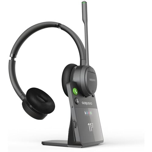 Casti Office/Call Center GEQUDIO GC-4 DECT und BT Duales Headset inkl. Basisstation